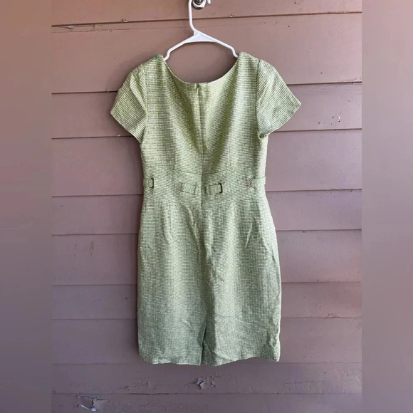 Vintage Talbots Green Tweed Knee Length Dress / Modest Dress - Women's Size 8P - Picture 4 of 4